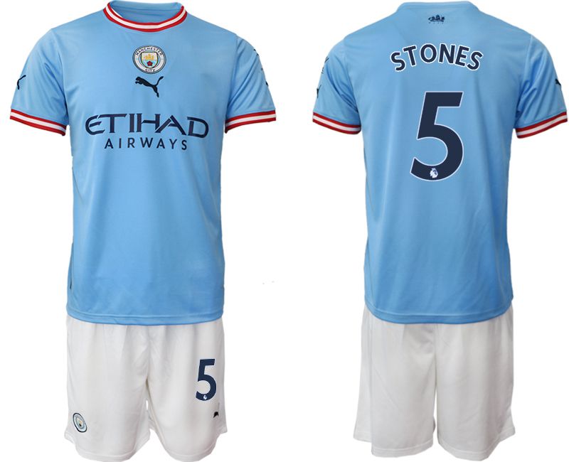 Men 2022-2023 Club Manchester City home blue #5 Soccer Jersey->manchester city jersey->Soccer Club Jersey